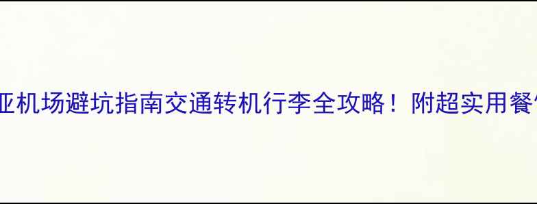图片 ✈️马来西亚机场避坑指南交通转机行李全攻略！附超实用餐饮购物清单2