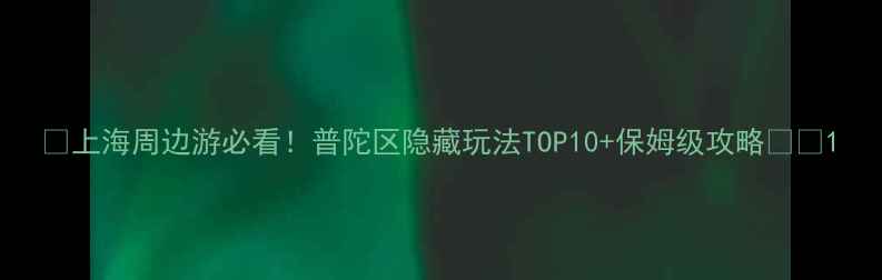 图片 ✨上海周边游必看！普陀区隐藏玩法TOP10+保姆级攻略🚇📸1