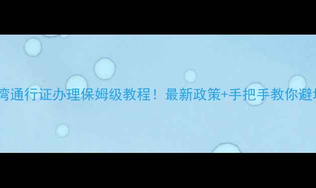 台湾通行证办理保姆级教程最新政策手把手教你避坑
