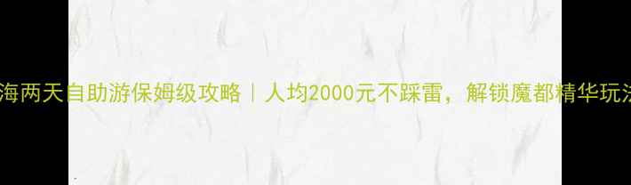 上海两天自助游保姆级攻略人均2000元不踩雷解锁魔都精华玩法
