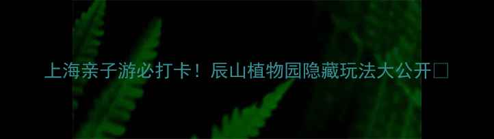 上海亲子游必打卡辰山植物园隐藏玩法大公开