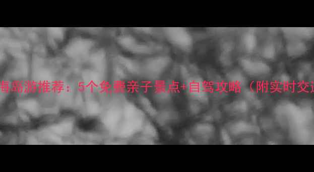 上海周边海岛游推荐5个免费亲子景点自驾攻略附实时交通信息