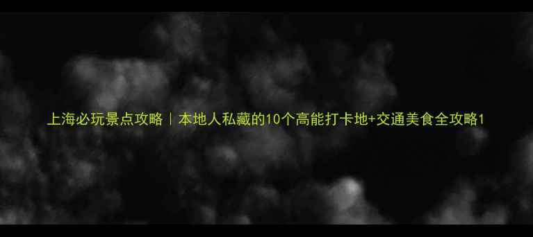 上海必玩景点攻略本地人私藏的10个高能打卡地交通美食全攻略