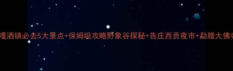 图片 云南嘎洒镇必去5大景点+保姆级攻略野象谷探秘+告庄西贡夜市+勐腊大佛寺全2