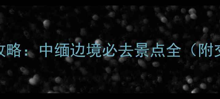 云南瑞丽旅游攻略中缅边境必去景点全附交通住宿指南