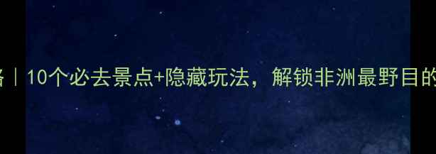 图片 刚果旅游攻略｜10个必去景点+隐藏玩法，解锁非洲最野目的地！🌿🐒🐅2