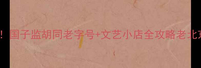 北京东四必打卡国子监胡同老字号文艺小店全攻略老北京文化深度体验