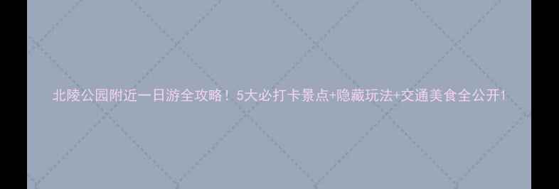 北陵公园附近一日游全攻略5大必打卡景点隐藏玩法交通美食全公开