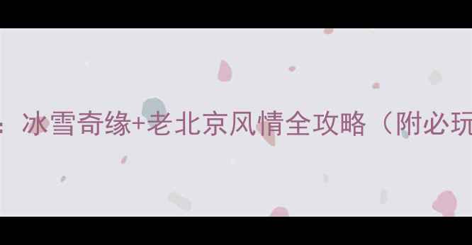 图片 后海冬天旅游攻略：冰雪奇缘+老北京风情全攻略（附必玩清单+避坑指南）2