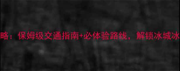 哈尔滨旅游攻略保姆级交通指南必体验路线解锁冰城冰雪夏都全玩法