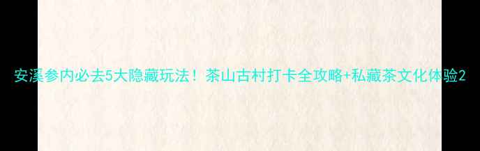 图片 安溪参内必去5大隐藏玩法！茶山古村打卡全攻略+私藏茶文化体验2