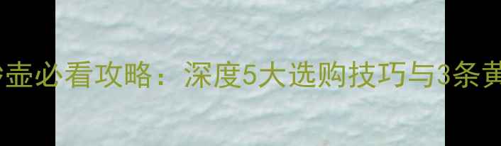 宜兴紫砂壶必看攻略深度5大选购技巧与3条黄金路线