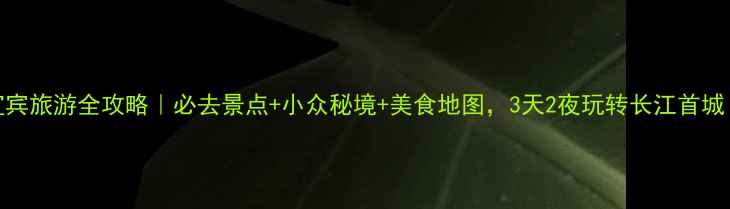 图片 宜宾旅游全攻略｜必去景点+小众秘境+美食地图，3天2夜玩转长江首城！