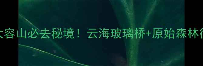广西玉林大容山必去秘境云海玻璃桥原始森林徒步攻略全