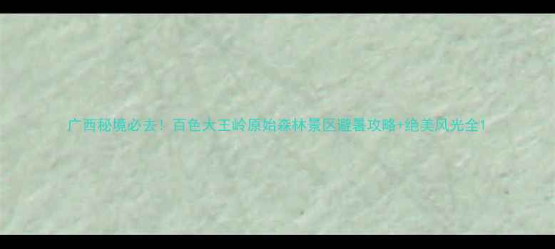 广西秘境必去百色大王岭原始森林景区避暑攻略绝美风光全