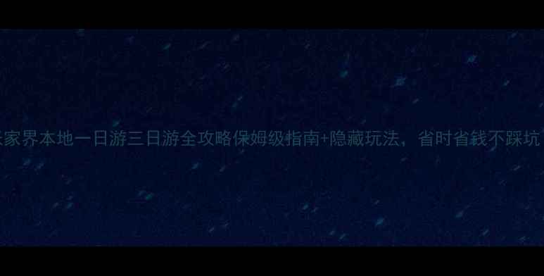 张家界本地一日游三日游全攻略保姆级指南隐藏玩法省时省钱不踩坑