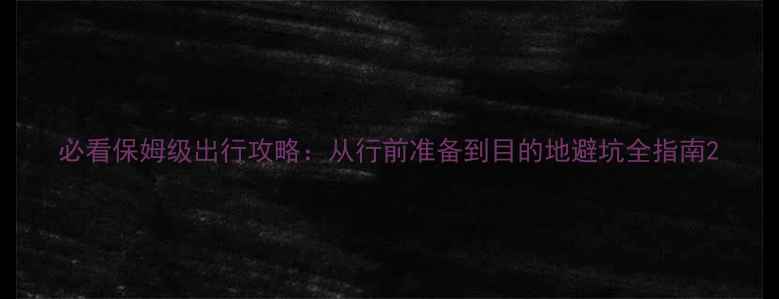 图片 必看保姆级出行攻略：从行前准备到目的地避坑全指南2