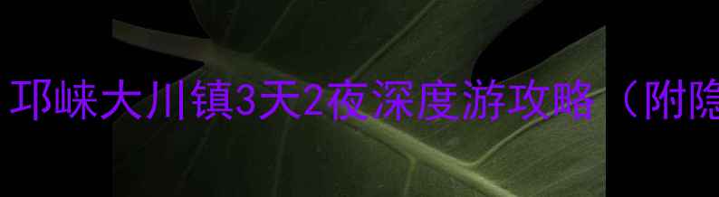 图片 成都周边小众秘境｜邛崃大川镇3天2夜深度游攻略（附隐藏玩法+拍照点位）