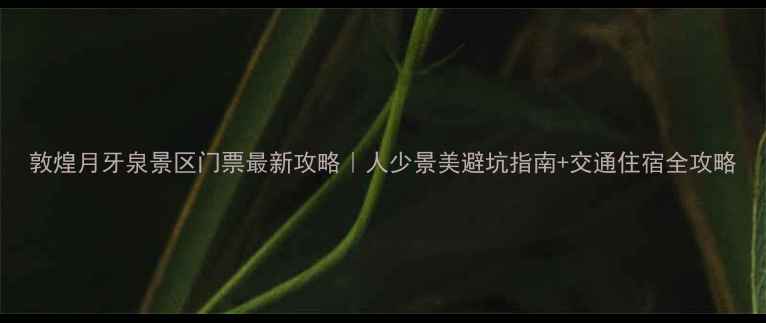 敦煌月牙泉景区门票最新攻略人少景美避坑指南交通住宿全攻略
