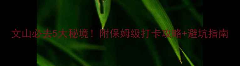 图片 文山必去5大秘境！附保姆级打卡攻略+避坑指南