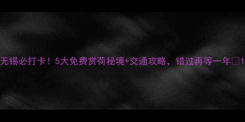 无锡必打卡5大免费赏荷秘境交通攻略错过再等一年