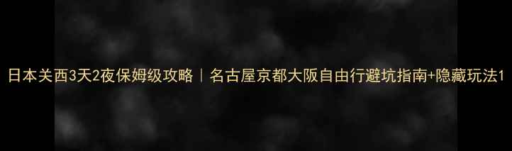 图片 日本关西3天2夜保姆级攻略｜名古屋京都大阪自由行避坑指南+隐藏玩法1