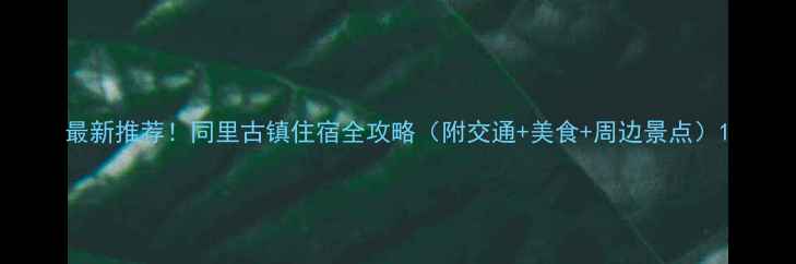 最新推荐同里古镇住宿全攻略附交通美食周边景点