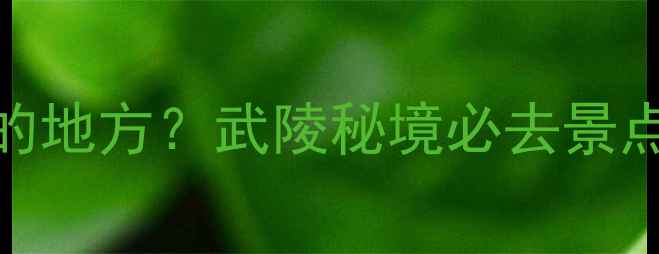 来凤有什么好玩的地方武陵秘境必去景点及深度玩法攻略