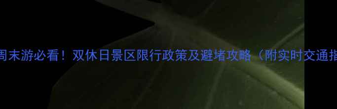 杭州周末游必看双休日景区限行政策及避堵攻略附实时交通指南
