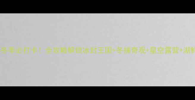 查干湖冬季必打卡全攻略解锁冰封王国冬捕奇观星空露营湖鲜盛宴