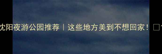 图片 沈阳夜游公园推荐｜这些地方美到不想回家！✨1
