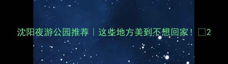 图片 沈阳夜游公园推荐｜这些地方美到不想回家！✨2