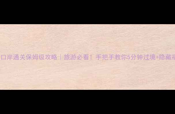 深圳口岸通关保姆级攻略旅游必看手把手教你5分钟过境隐藏福利