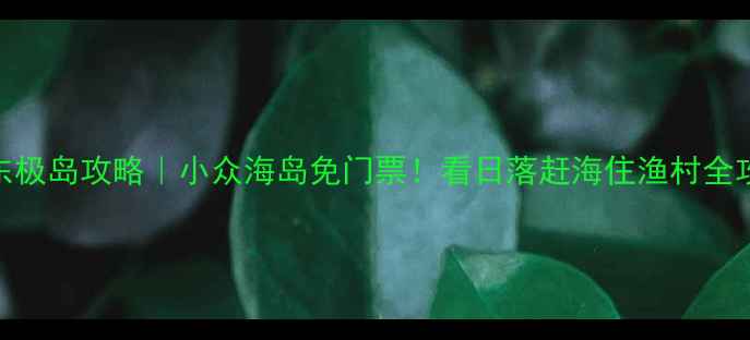 图片 舟山东极岛攻略｜小众海岛免门票！看日落赶海住渔村全攻略🌊