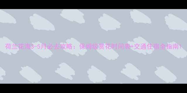 图片 荷兰花海3-5月必去攻略：保姆级赏花时间表+交通住宿全指南1
