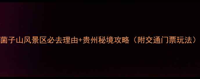 菌子山风景区必去理由贵州秘境攻略附交通门票玩法