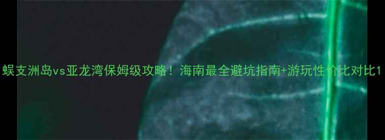 蜈支洲岛vs亚龙湾保姆级攻略海南最全避坑指南游玩性价比对比