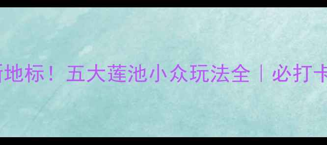 图片 避暑新地标！五大莲池小众玩法全｜必打卡攻略2
