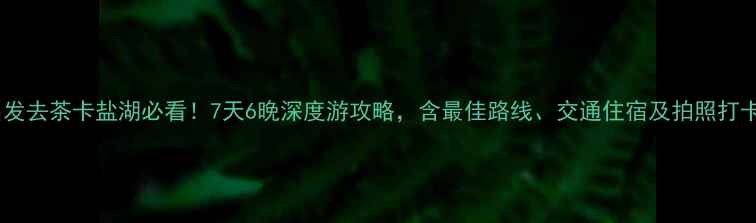 郑州出发去茶卡盐湖必看7天6晚深度游攻略含最佳路线交通住宿及拍照打卡指南