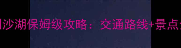 银川旅游汽车站到沙湖保姆级攻略交通路线景点全最新游玩指南