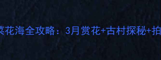 长泰古山重油菜花海全攻略3月赏花古村探秘拍照打卡全指南