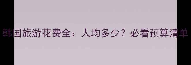 韩国旅游花费全人均多少必看预算清单