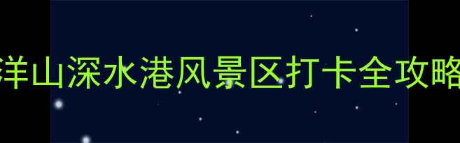 图片 🌊🚢长三角新晋顶流海港！洋山深水港风景区打卡全攻略（附隐藏机位+交通指南）1