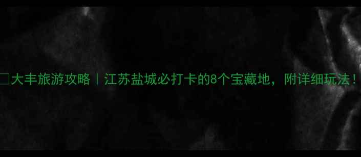 图片 🌟大丰旅游攻略｜江苏盐城必打卡的8个宝藏地，附详细玩法！