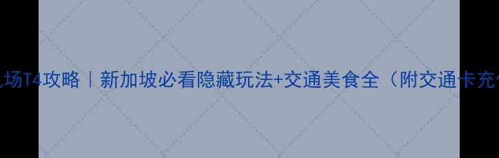 图片 🌟樟宜机场T4攻略｜新加坡必看隐藏玩法+交通美食全（附交通卡充值攻略）