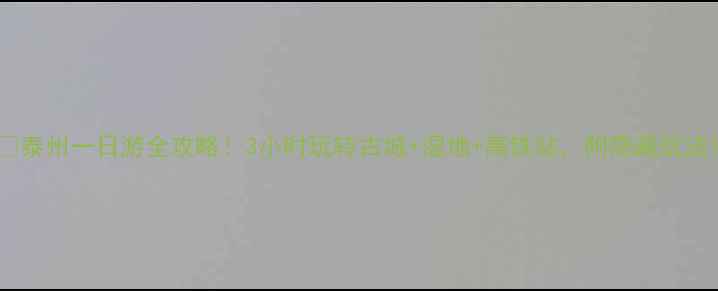 图片 🌟泰州一日游全攻略！3小时玩转古城+湿地+高铁站，附隐藏玩法1