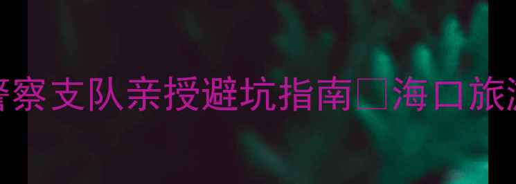 海口旅游必看旅游警察支队亲授避坑指南海口旅游攻略旅游安全避坑指南