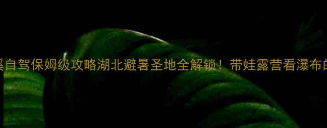 柴埠溪自驾保姆级攻略湖北避暑圣地全解锁带娃露营看瀑布的终极指南