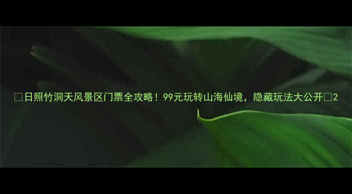 图片 🌿日照竹洞天风景区门票全攻略！99元玩转山海仙境，隐藏玩法大公开✨2