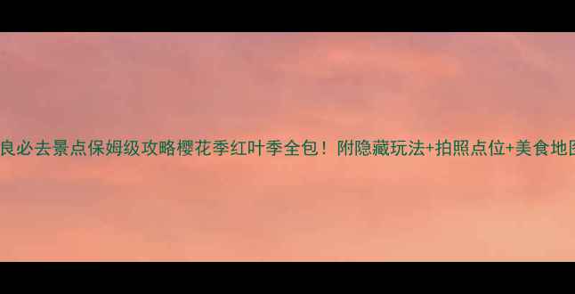 奈良必去景点保姆级攻略樱花季红叶季全包附隐藏玩法拍照点位美食地图